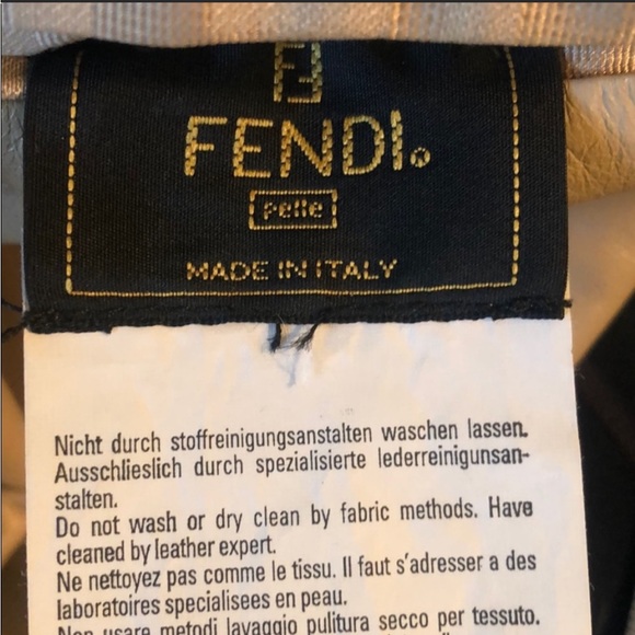 Fendi 6 Reversible Leather FF Logo Print Skirt Tan Vintage NWOT - Picture 5 of 16